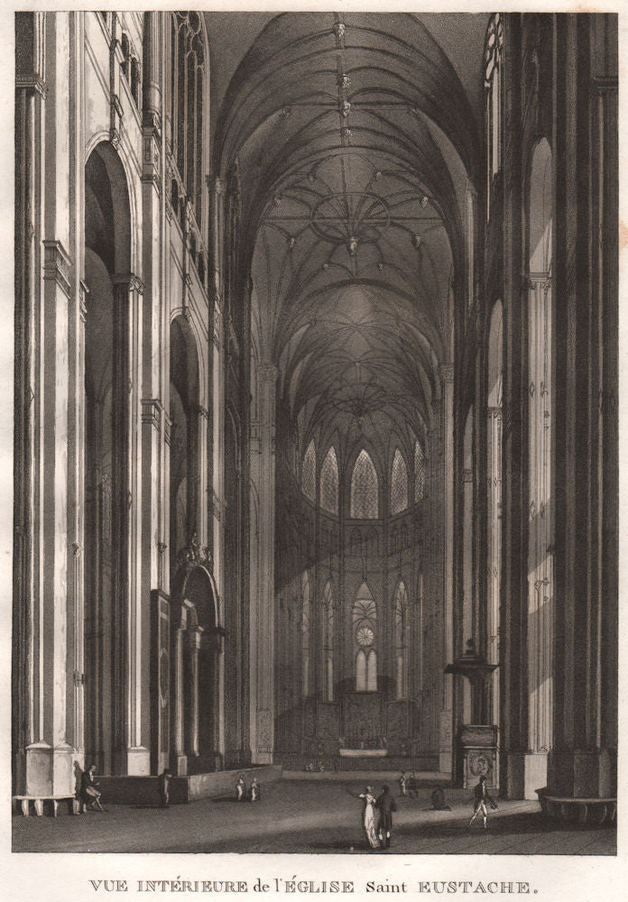 PARIS. Église Saint Eustache. Aquatint 1808 old antique vintage print picture